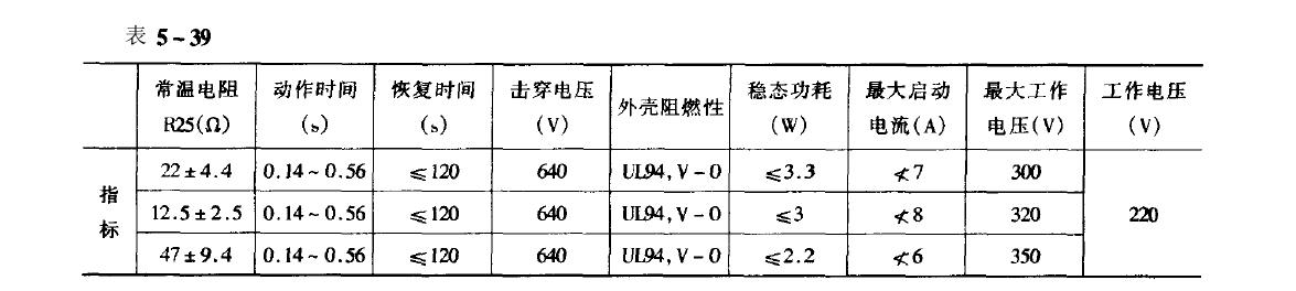 壓縮機熱保護器的技術參數